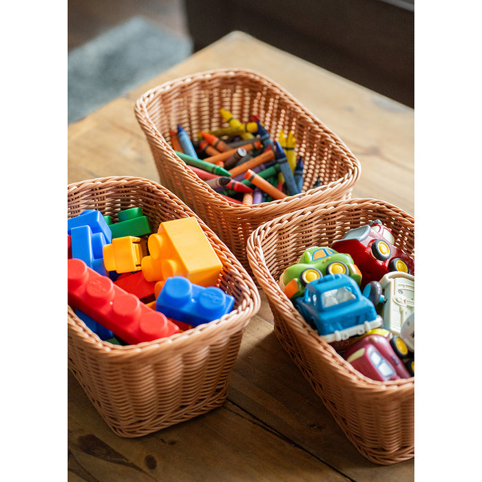 Durable Woven Plastic Rectangle Storage Baskets Used for Toy Storage at Home