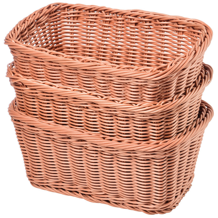 Stackable Durable Woven Plastic Rectangle Storage Baskets