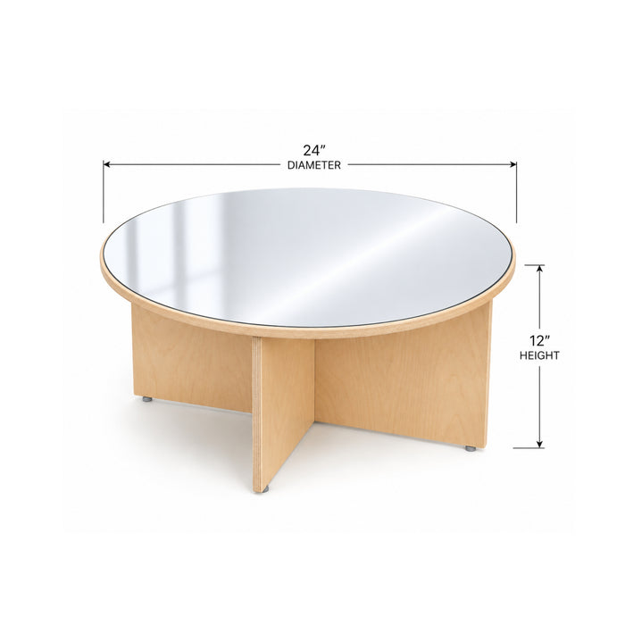 Eco-Friendly Wooden Round Table with Shatterproof Mirror Top