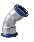 Airenergy Dev 45° elbow fitting with 1.5D radius in 316L stainless steel, ideal for plumbing and piping applications.