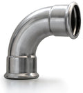 Stainless steel 90-degree elbow fitting by Airenergy Dev, designed for Europress systems, with a 139.7mm size.