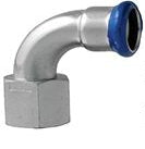 Airenergy Dev 90° elbow with female thread, 15mm x 1/2" FBSP, stainless steel fitting for plumbing and piping systems.