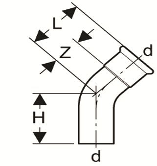 Airenergy Dev 45° elbow adaptor with male thread, 15mm x 1/2" BSP, stainless steel for plumbing connections