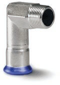 Airenergy Dev 90° elbow adaptor with male thread, stainless steel 15mm x 1/2" BSP fitting for plumbing or hydraulic systems