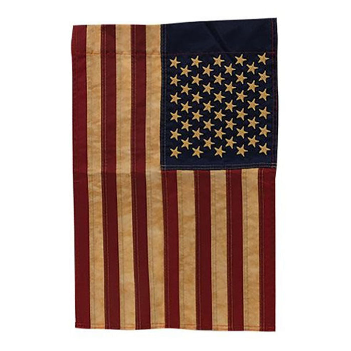 embroidered nylon tea stained american garden glag