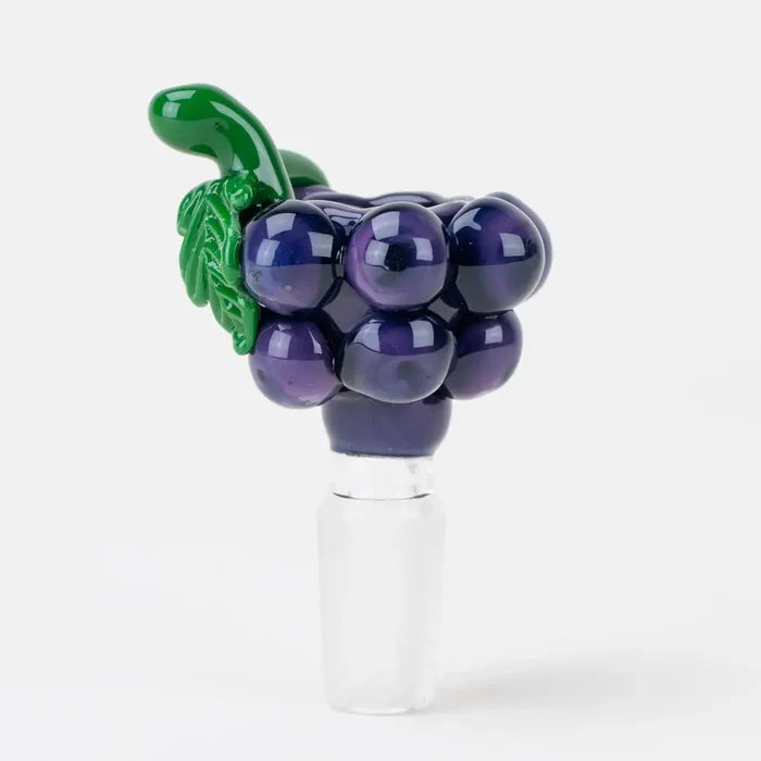 Empire Glassworks vibrant purple grape glass bowl piece with leafy stem