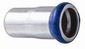 Metal fitting with blue and silver design