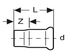 Technical drawing of a cylindrical component with dimensions labeled L, Z, and d.