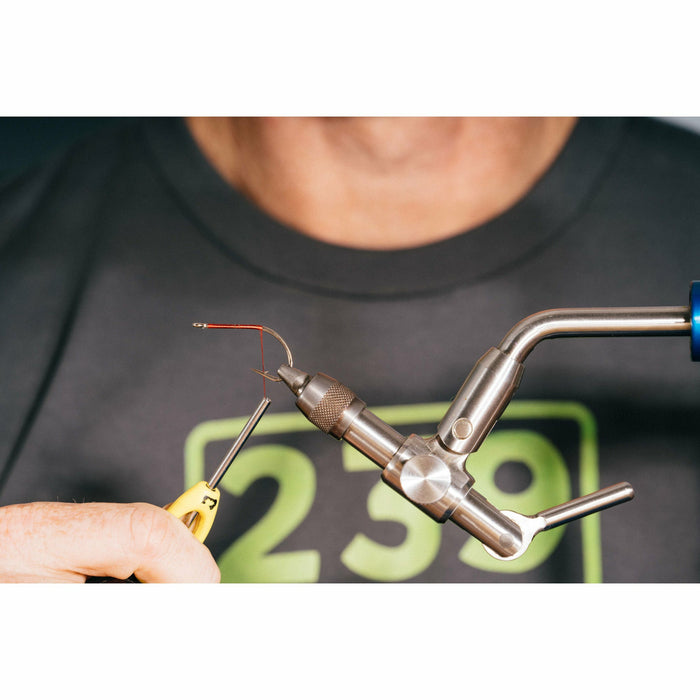 Wrapping red Danville thread on hook for EP A2Z Minnow DIY Kit