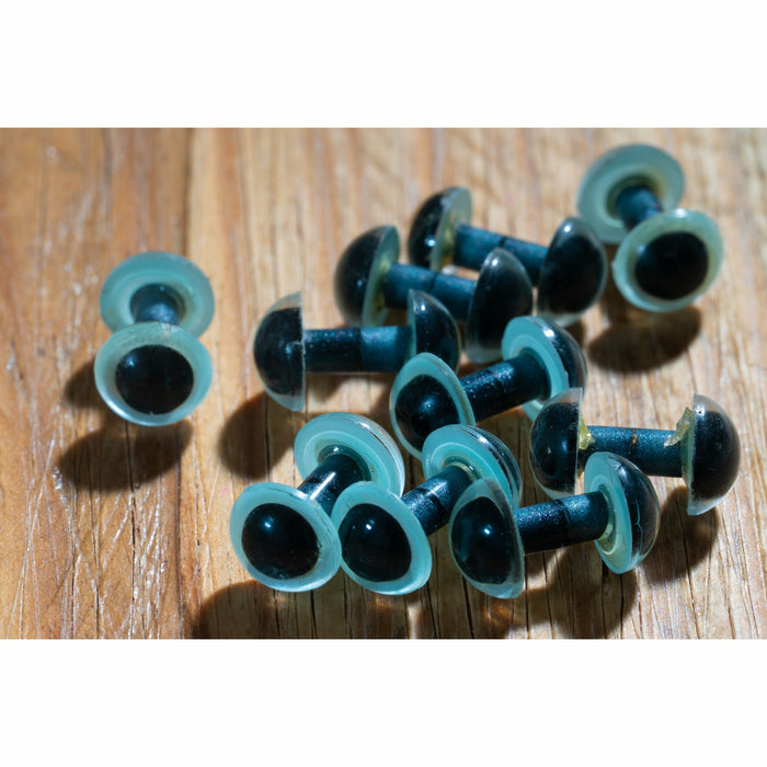 Blue pearl figure 8 fly tying eyes with translucent rims and black pupils