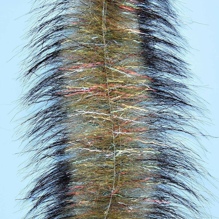 Multi-colored olive red yellow EP Invader brush with silver sparkle and black outer fibers