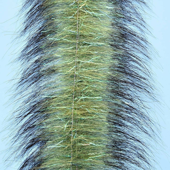 Olive green EP Invader brush with teal sparkle fibers and black side hairs