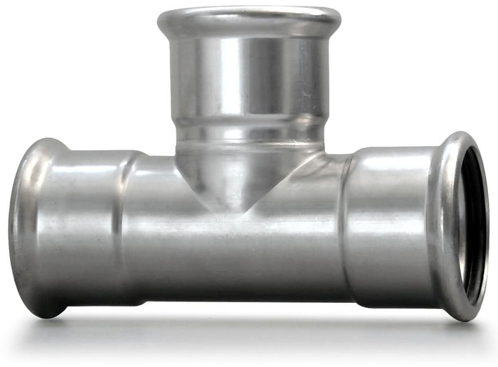 Airenergy Dev Equal Tee 316L, stainless steel pipe fitting with 139.7mm diameter, used for plumbing and industrial applications.