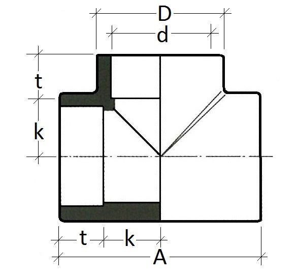 Equal Tee pipe fitting by Airenergy Dev, 20mm socket fusion welded, used for connecting and branching pipes in plumbing systems.