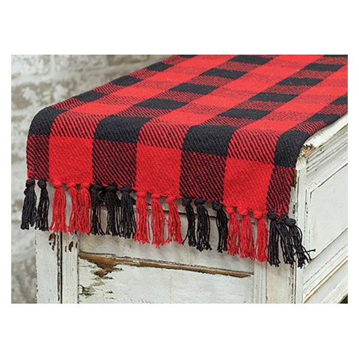 extra long red and black buffalo check table runner