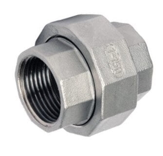 Europress F & F Barrel Union made of stainless steel, used for plumbing connections and pipe fitting.