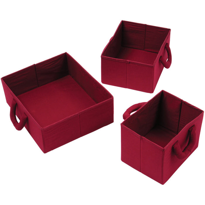 Maroon Storage Bins | Set of 3 Foldable Organizers in Varying Sizes