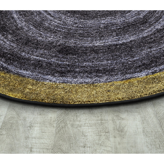 Serged Nylon Edges of Slate Circular Area Rug