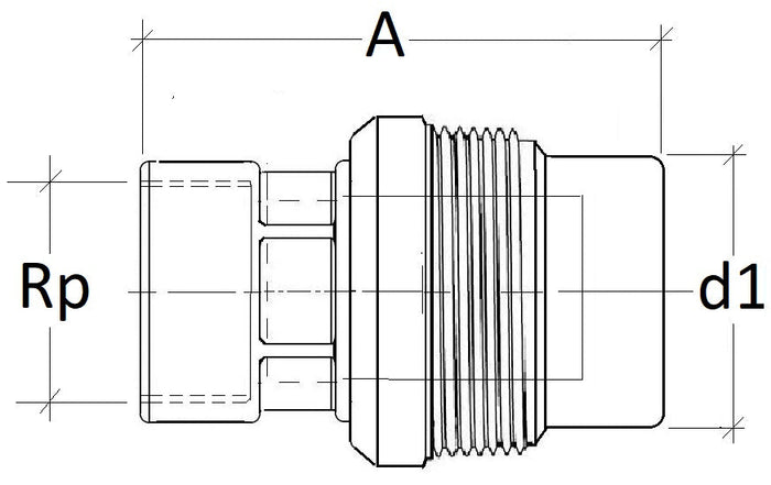 Airenergy Dev female adaptor fitting with BSP threads, connecting pipes securely with a durable metal design.