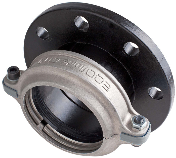 Metallic flange with 'Ecoflanges' branding on a white background