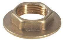 Brass hex nut on a white background