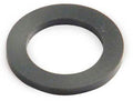 Black rubber washer on a white background