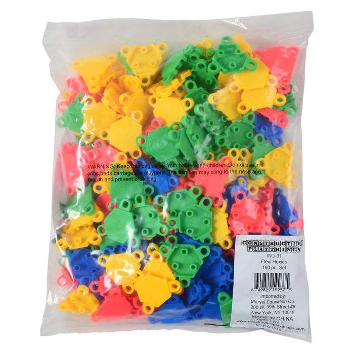Flexi Hexis STEM Manipulatives | 160-Piece Linking Hexagons for Fine Motor Skills, Patterning & Early Math