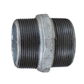 Metal pipe fitting with threaded ends on a white background