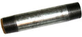 Metal pipe with threaded ends on a white background