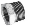 Metal pipe fitting with threaded hexagonal head on a white background