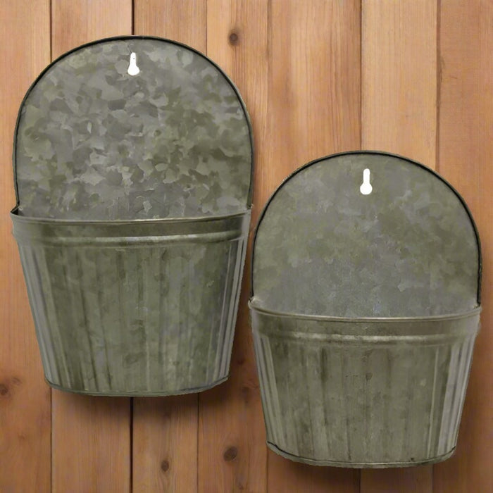galvanized ribbed wall planters