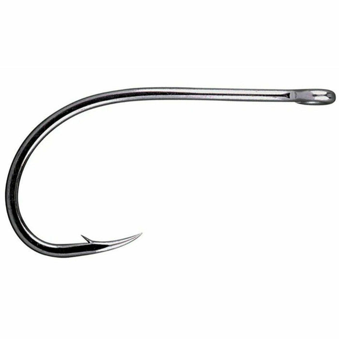 Gamakatsu SL12S 1X Short black fishing hook with long straight shank and sharp barb