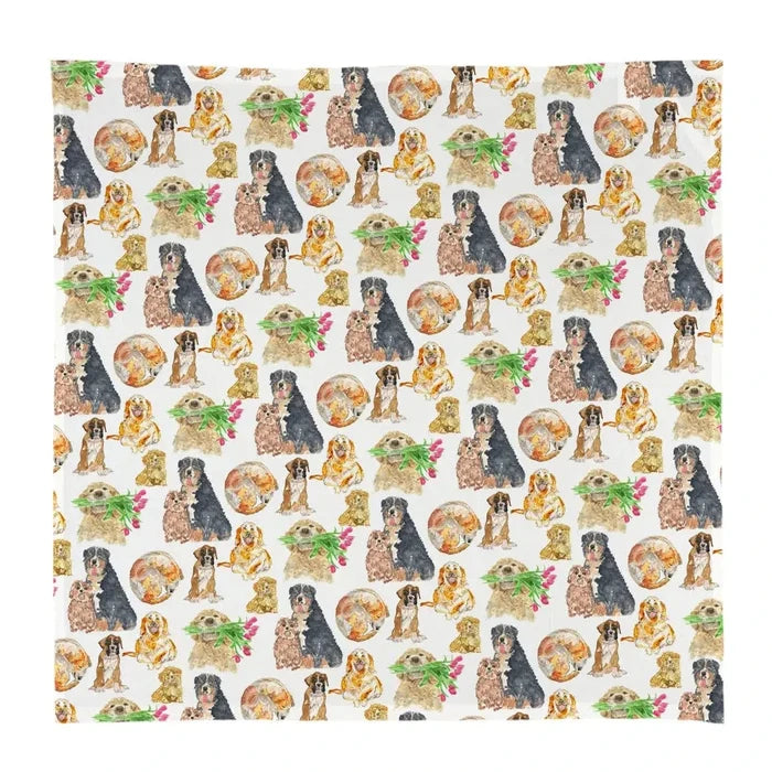 French Graffiti Garden Party Dogs Kitchen Square Towel