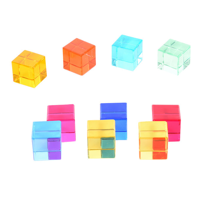 Gem Cubes 10-Piece Set | Colorful Acrylic Blocks for Light Play & Sensory Learning