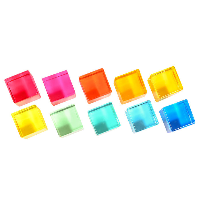 Gem Cubes 10-Piece Set | Colorful Acrylic Blocks for Light Play & Sensory Learning