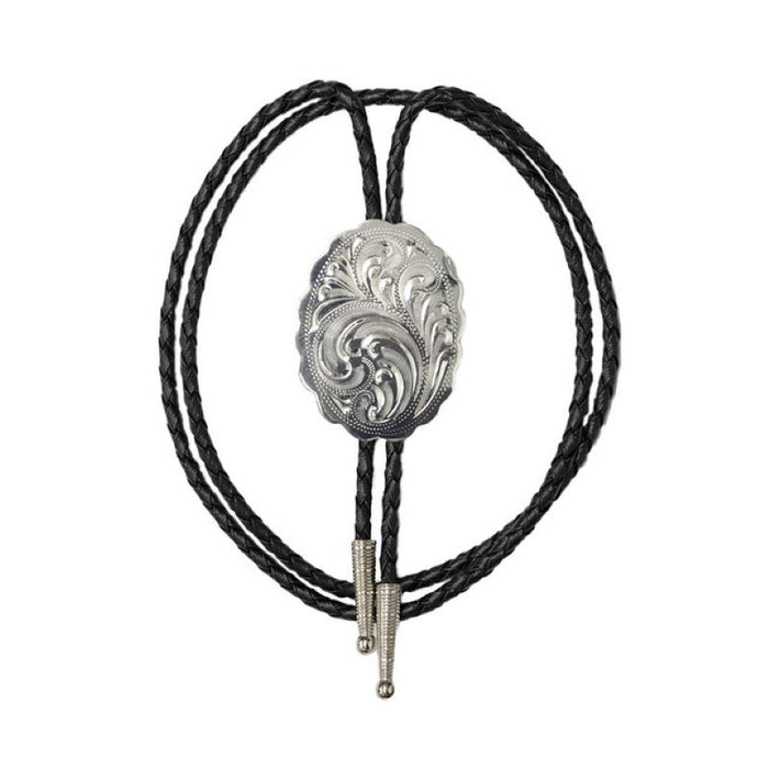 german silver engraved bolo tie