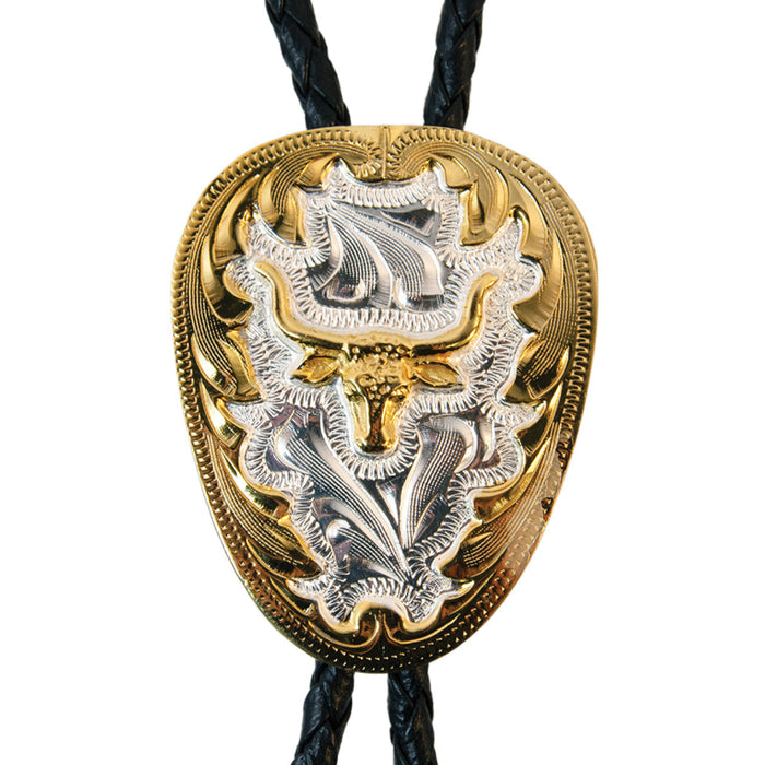 german silver longhorn bolo tie