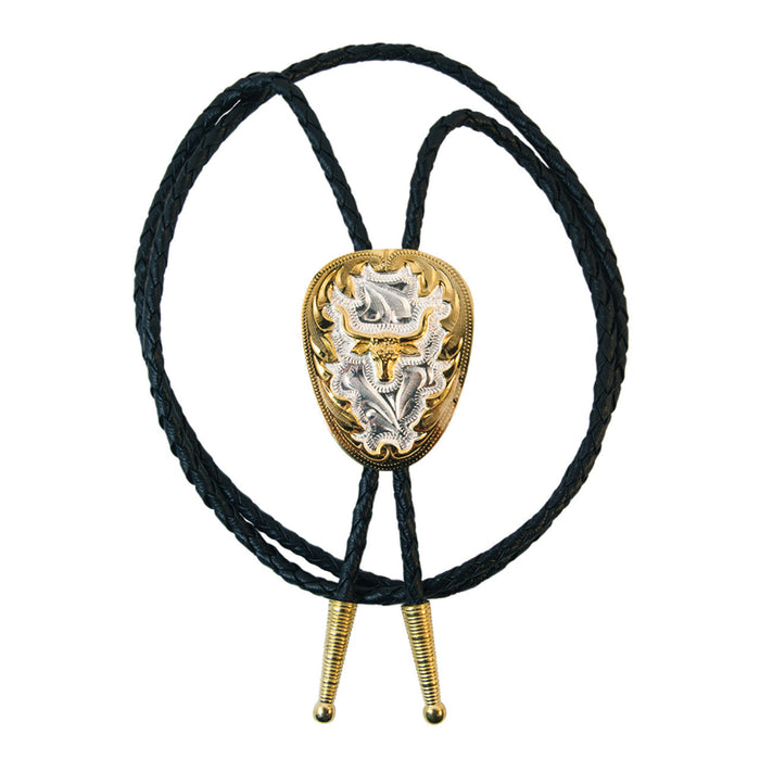 german silver longhorn bolo tie