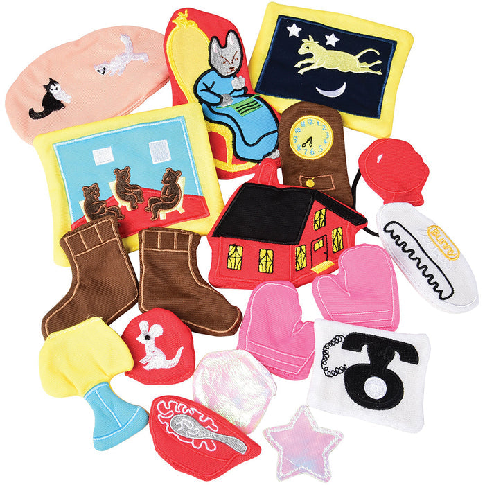 Goodnight Moon themed felt props on white background