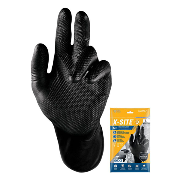 Grippaz 246 Ambidextrous Black Nitrile Gloves 10pk