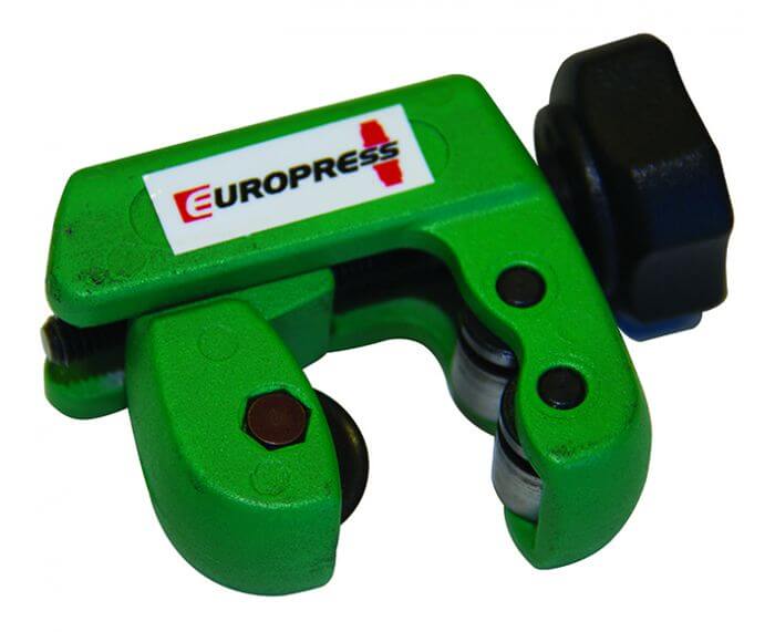 Green pipe cutter with Europress logo on a white background