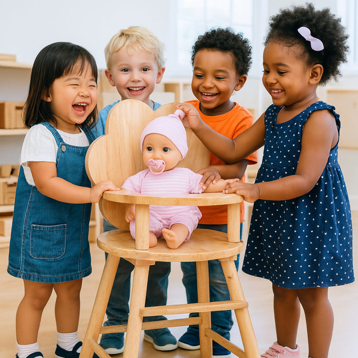 Hardwood Doll High Chair with Scalloped Back