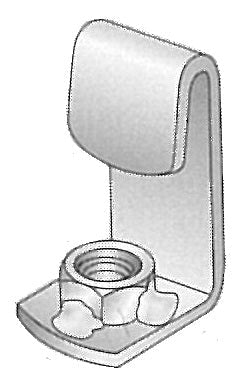 Metal stand with a nut on a white background