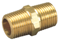 Brass hex nipple from Airenergy Dev, showing threaded hexagonal connection for plumbing or pneumatic systems.