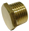Brass Airenergy Dev hex plug showing a close-up of the threaded hexagonal shape for sealing or connecting fittings.