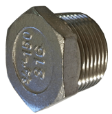 Metal hex bolt with thread on a white background