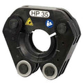 Black mechanical component with 'HP 35' label and safety symbols on a white background