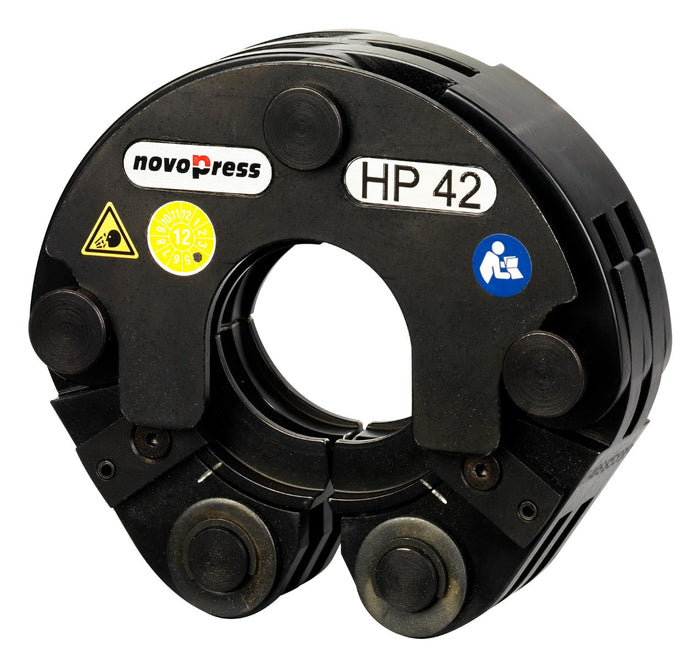 Black press tool with 'novopress' branding and 'HP 42' label on a white background