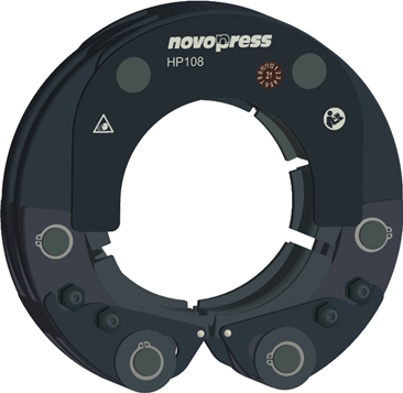 Black crenshaw tool with 'novopress' branding on a white background