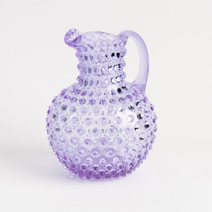 Hobnail Glass Pitcher in Lilac Bloom on a white background at Addison West